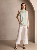 [Hellgrün] SilkSilky-DE Sleeveless Halter T-Shirt 005