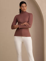 [Cameo Rose] SilkSilky-DE Long Sleeve Turtle Neck T-Shirt 005