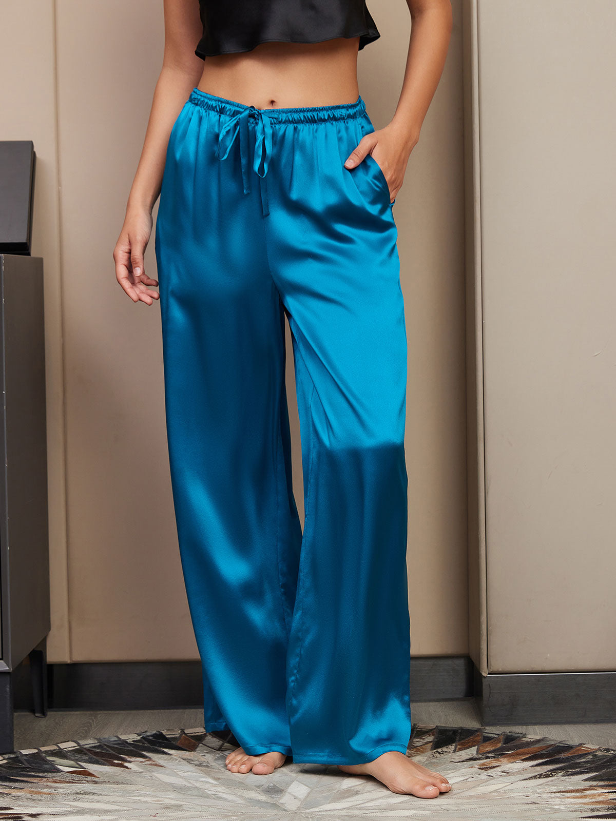 [König Blau] SilkSilky-DE Reine Seide Womens Pants 003