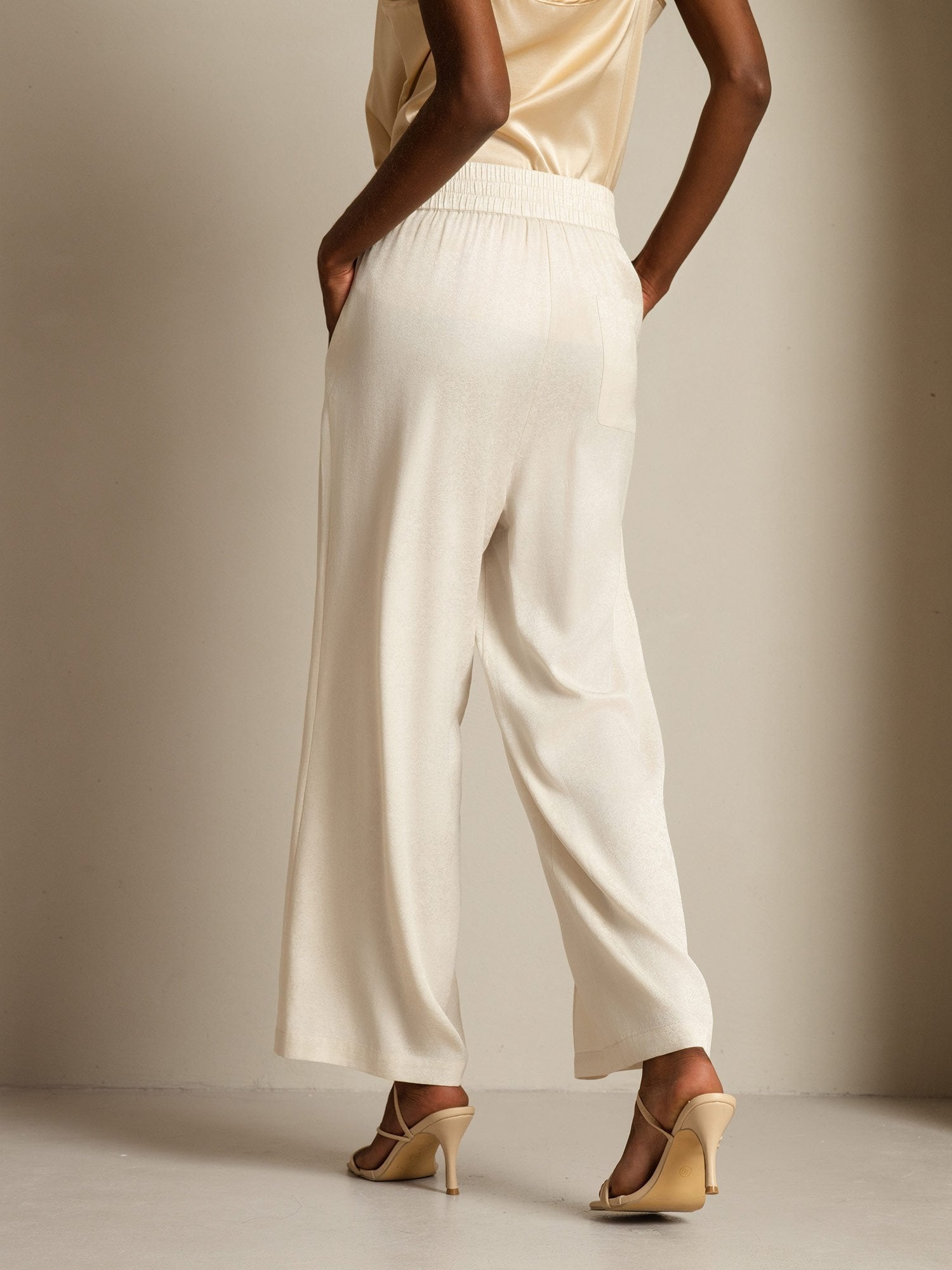 [Beige] SilkSilky-DE 22Momme Seide Womens Pants 002