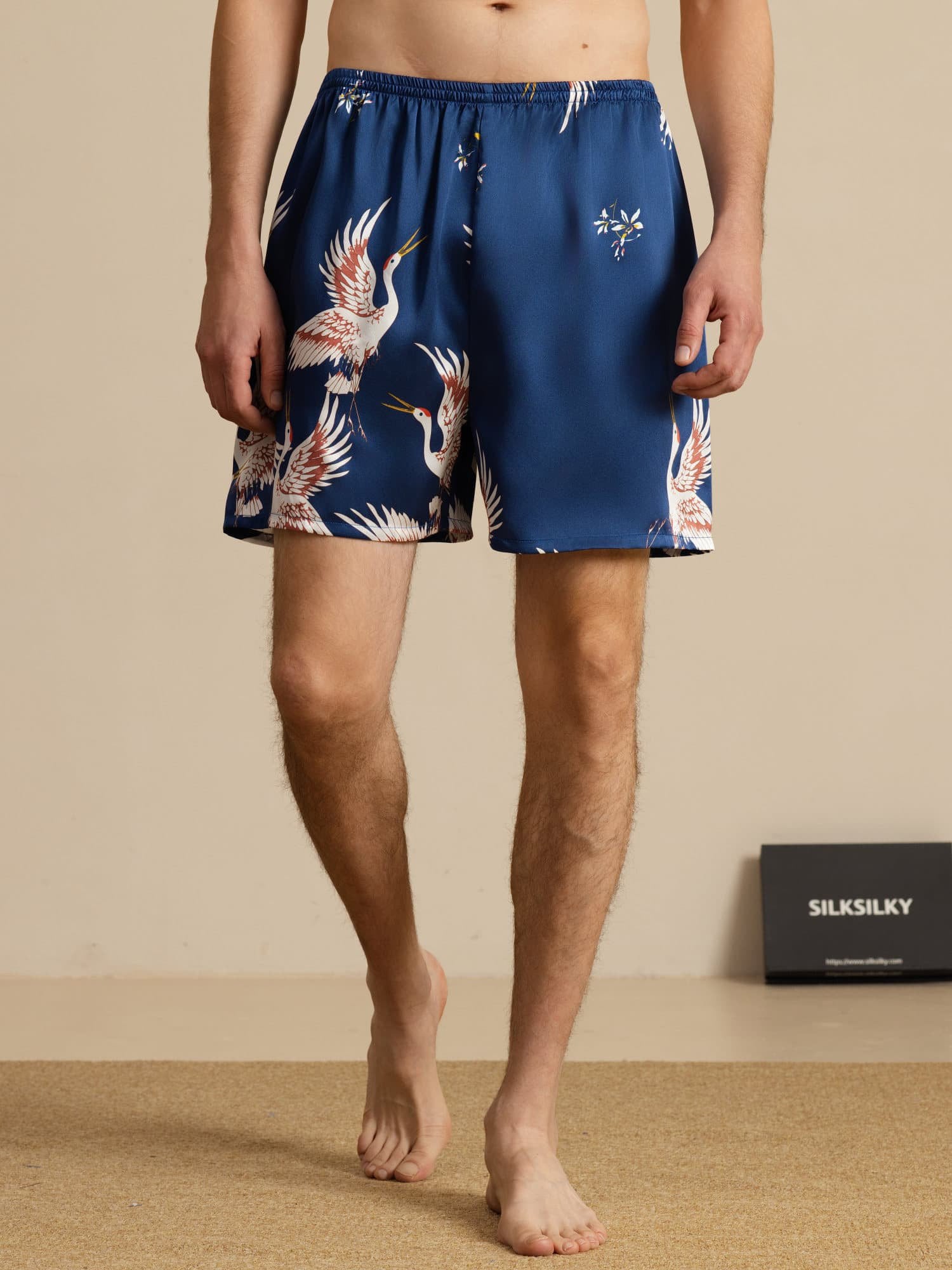[Dunkelblau] SilkSilky-DE 19Momme Mens Sleep Bottoms 003