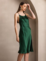 [Dunkelgrün] SilkSilky-DE Sleeveless Kleider 003