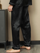 [Schwarz] SilkSilky-DE Reine Seide Mens Sleep Bottoms 005,
