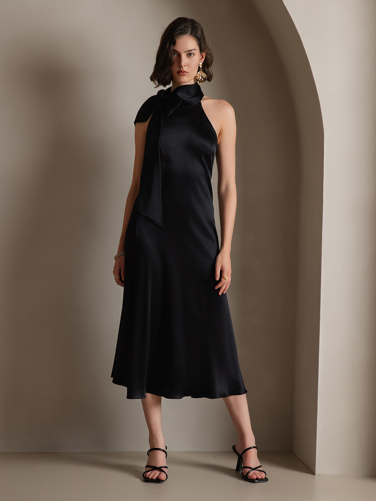 [Schwarz] SilkSilky-DE 19Momme Seide Dress 008