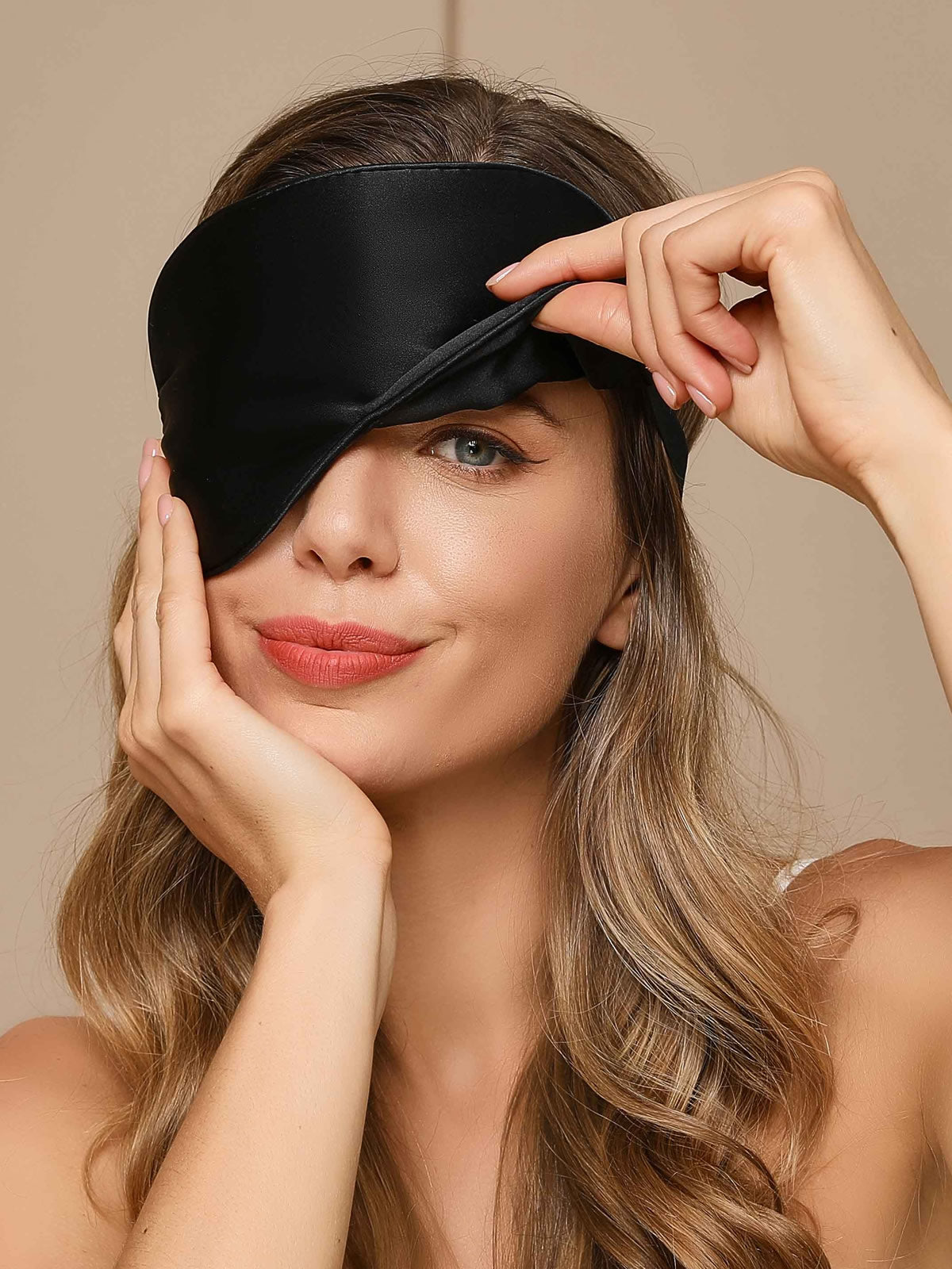 [Schwarz] SilkSilky-DE 19Momme Reine Seide Eye Mask 001