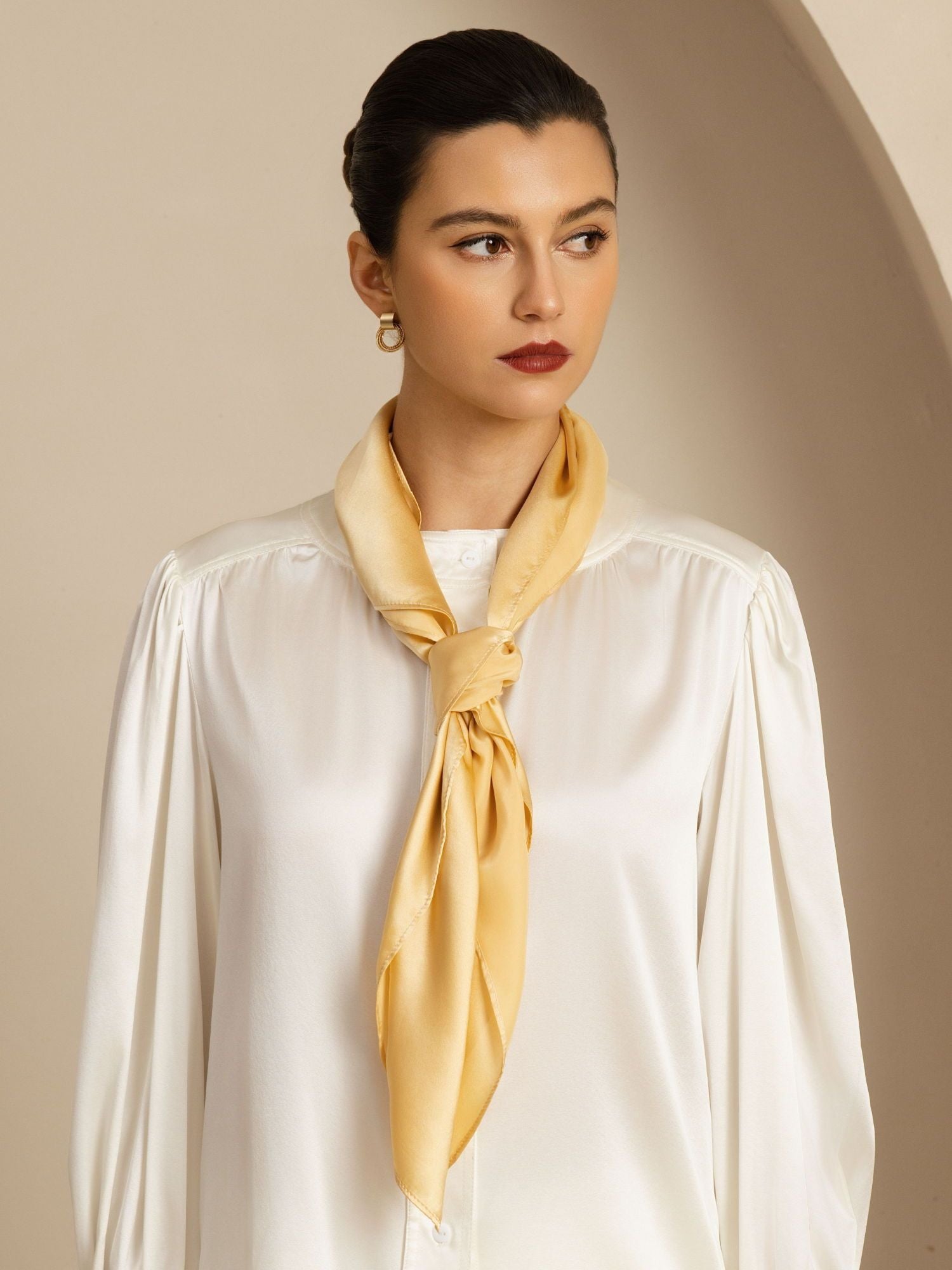 [Champagner] SilkSilky-DE Pure Silk Scarf 003