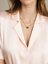 [Rosa] SilkSilky-DE Short Sleeve Lapel Collar Damenhemd 004