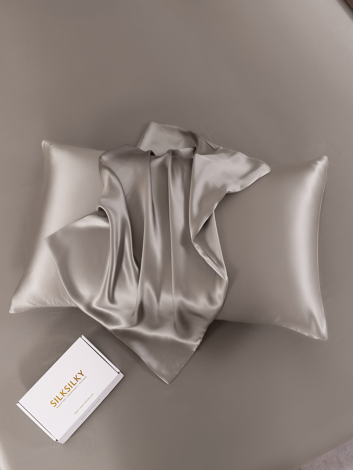 [Grau] SilkSilky-DE 22Momme Reine Seide Pillowcase 003