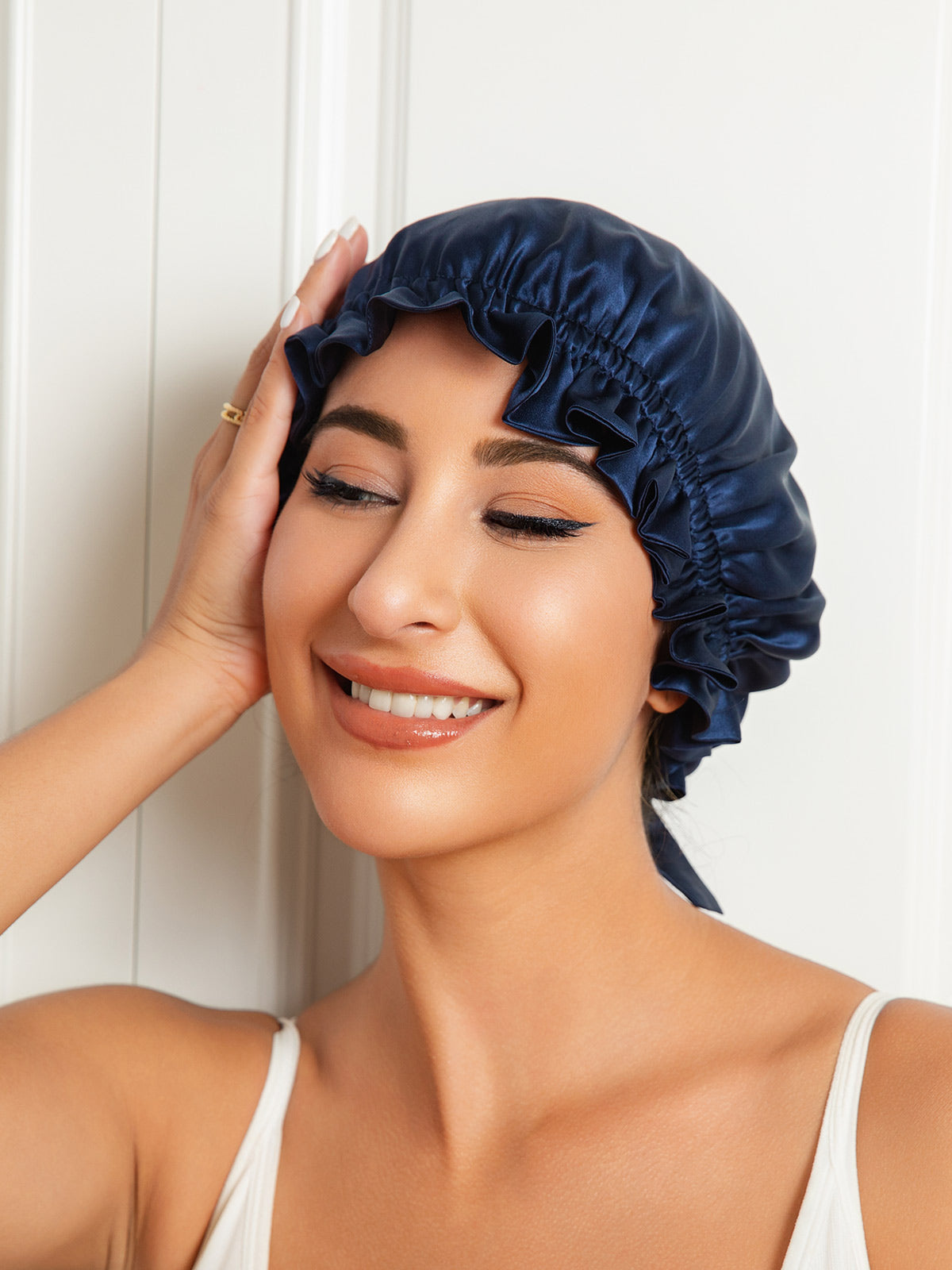 SilkSilky-DE Reine Seide Sleep Cap Dunkelblau 003