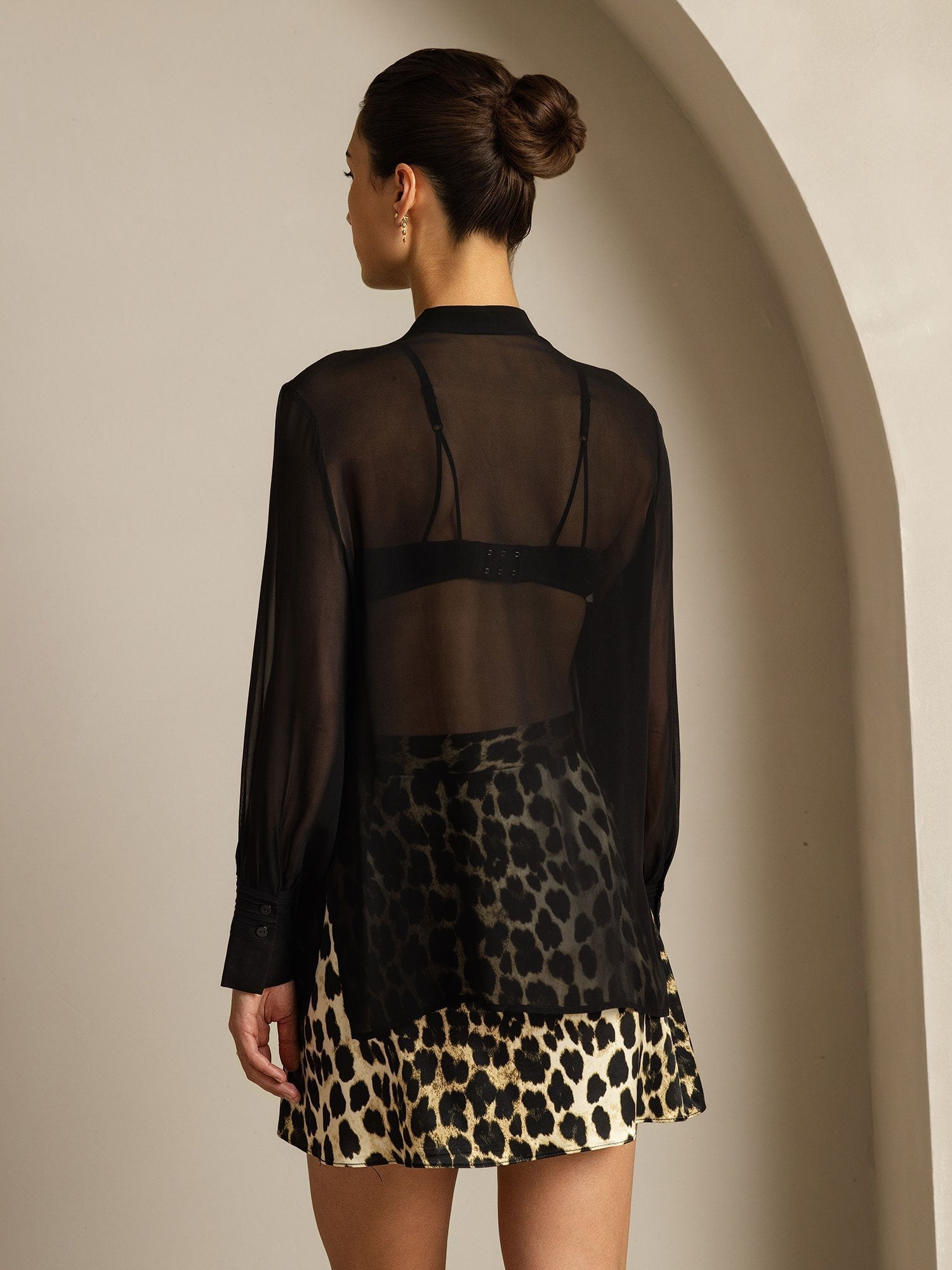 [Schwarz] SilkSilky-DE Reine Seide Womens Shirt 002