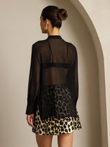 [Schwarz] SilkSilky-DE Reine Seide Womens Shirt 002