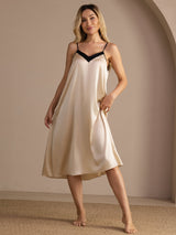 [Reisbeige] SilkSilky-DE Spaghetti Strap V Neck Nachthemden 004