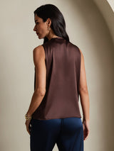 [Kaffee] SilkSilky-DE Sleeveless V Neck Damenhemd 002
