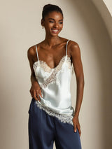 [Hellblau] SilkSilky-DE Spaghetti Strap V Neck Cami Top 008