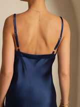 [Dunkelblau] SilkSilky-DE Sleeveless V Neck Kleider 004