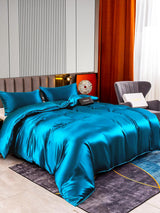 [König Blau] SilkSilky-DE 22Momme Reine Seide Bedding Set 002,