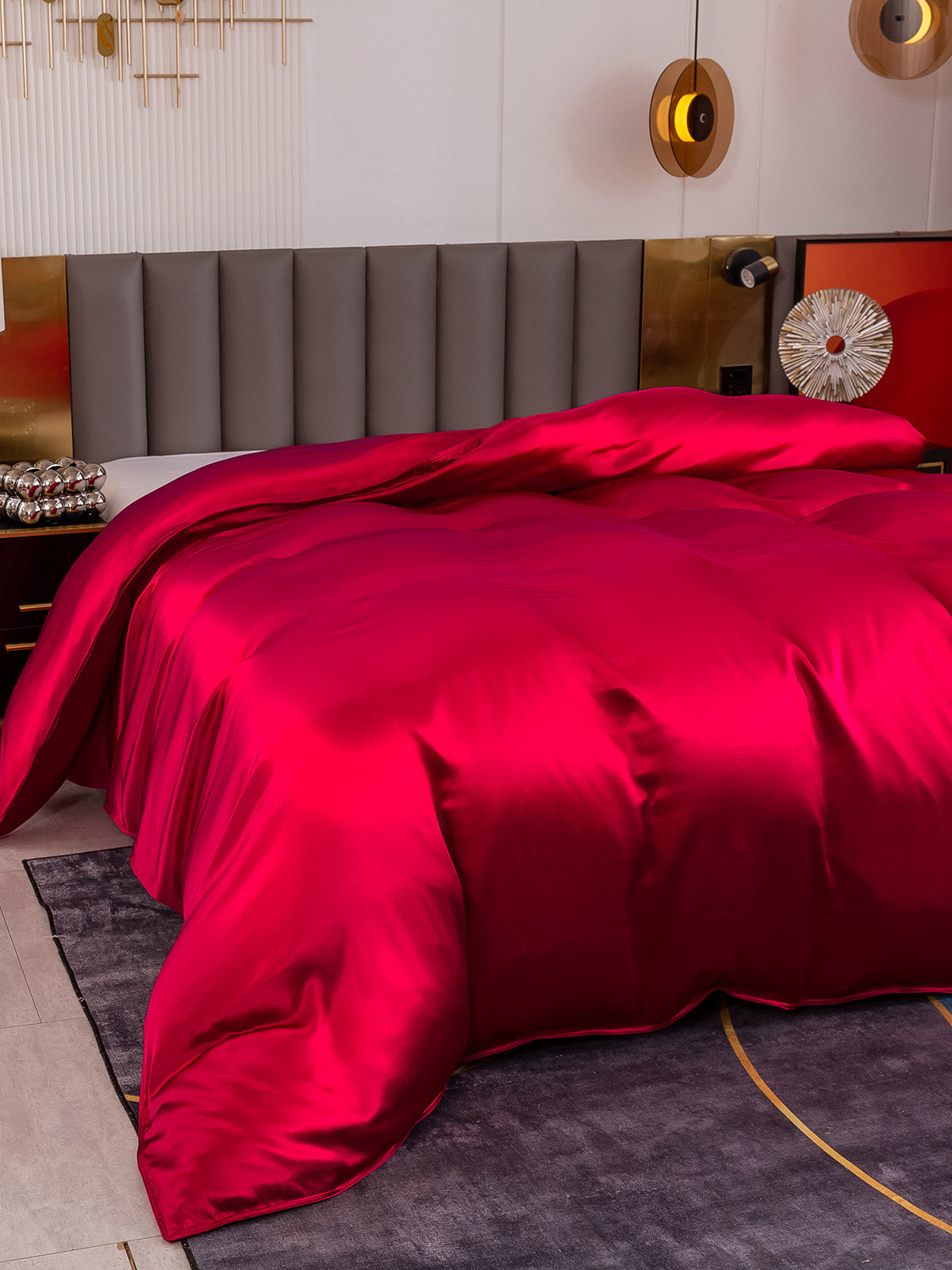 [Rotwein] SilkSilky-DE 19Momme Reine Seide Duvet Cover 005