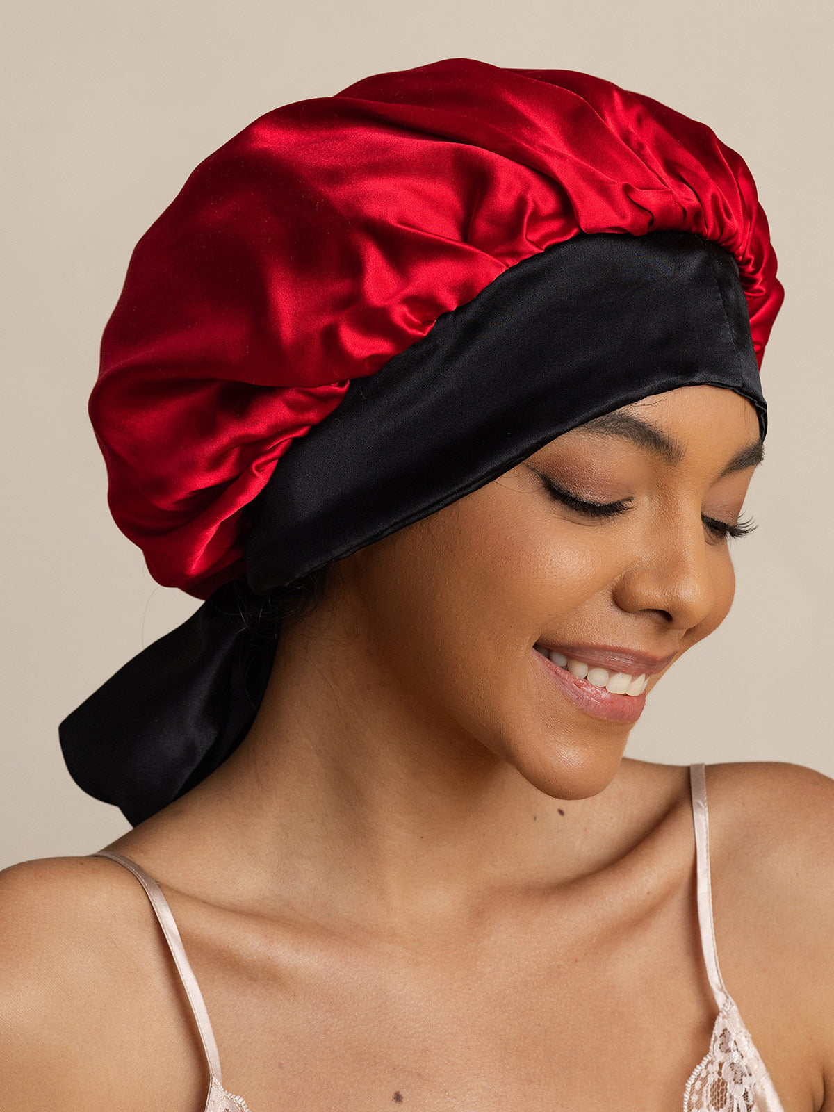 SilkSilky-DE Reine Seide Sleep Cap Rotwein 006