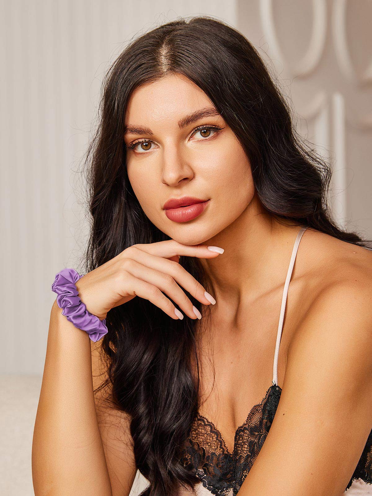 [Lavendel] SilkSilky-DE 19Momme Reine Seide Scrunchie 002