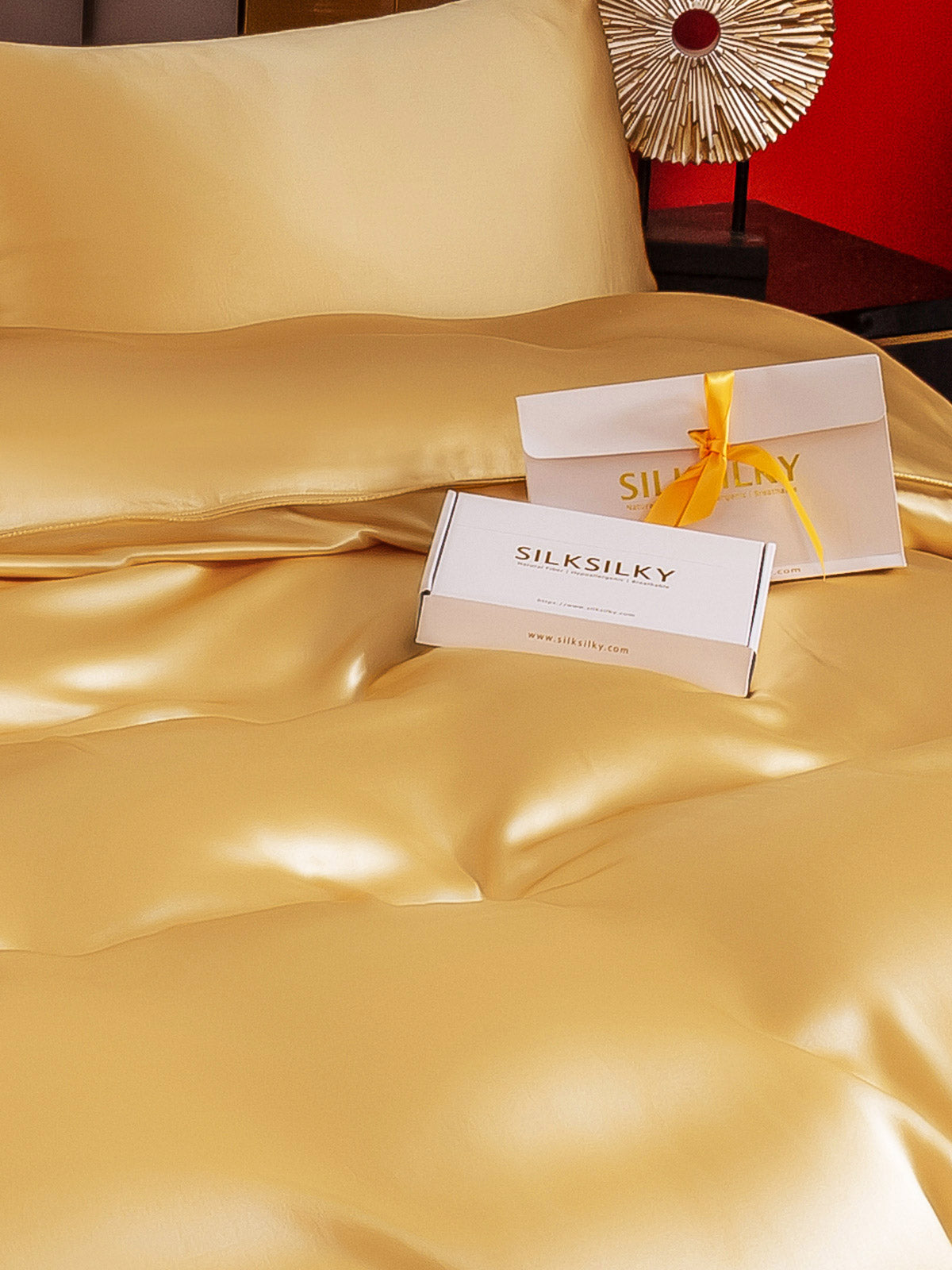 [Champagner] SilkSilky-DE 25Momme Reine Seide Bedding Set 005
