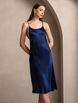 [Dunkelblau] SilkSilky-DE Sleeveless Kleider 001