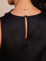 [Schwarz] SilkSilky-DE Sleeveless Cowl Neck Kleider 005