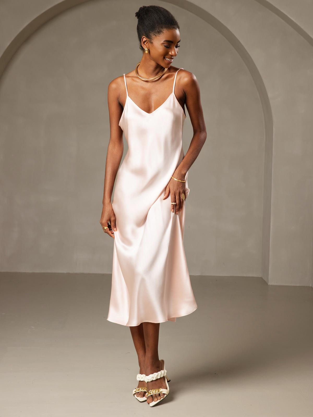 [Rosa] SilkSilky-DE Ärmellos Kleider 001