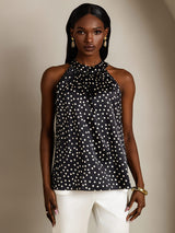 [Punktmuster] SilkSilky-DE 19Momme Seide Womens T-Shirt 003,