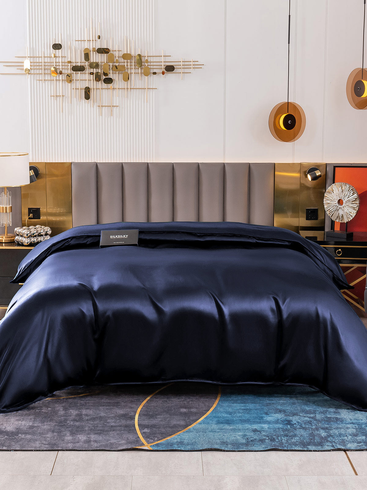 [Dunkelblau] SilkSilky-DE 19Momme Reine Seide Duvet Cover 002