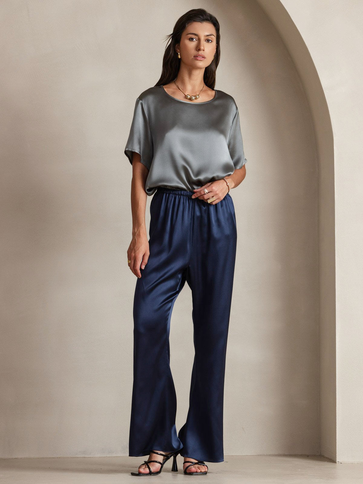 [Dunkelgrau] SilkSilky-DE Kurzärmelig T-Shirt 006