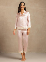 [Rosa] SilkSilky-DE Langärmelig Damen Pyjamas 003