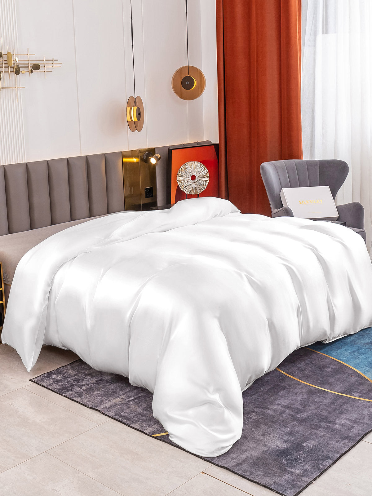 [Weiß] SilkSilky-DE 19Momme Reine Seide Duvet Cover 001