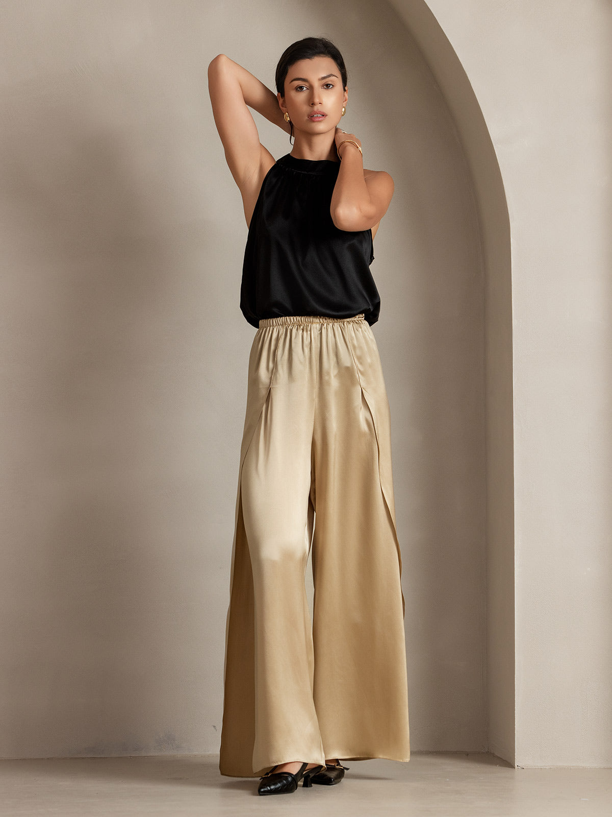 [Champagner] SilkSilky-DE 19Momme Seide Womens Pants 011