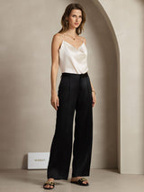 [Schwarz] SilkSilky-DE 19Momme Seide Womens Pants 005,