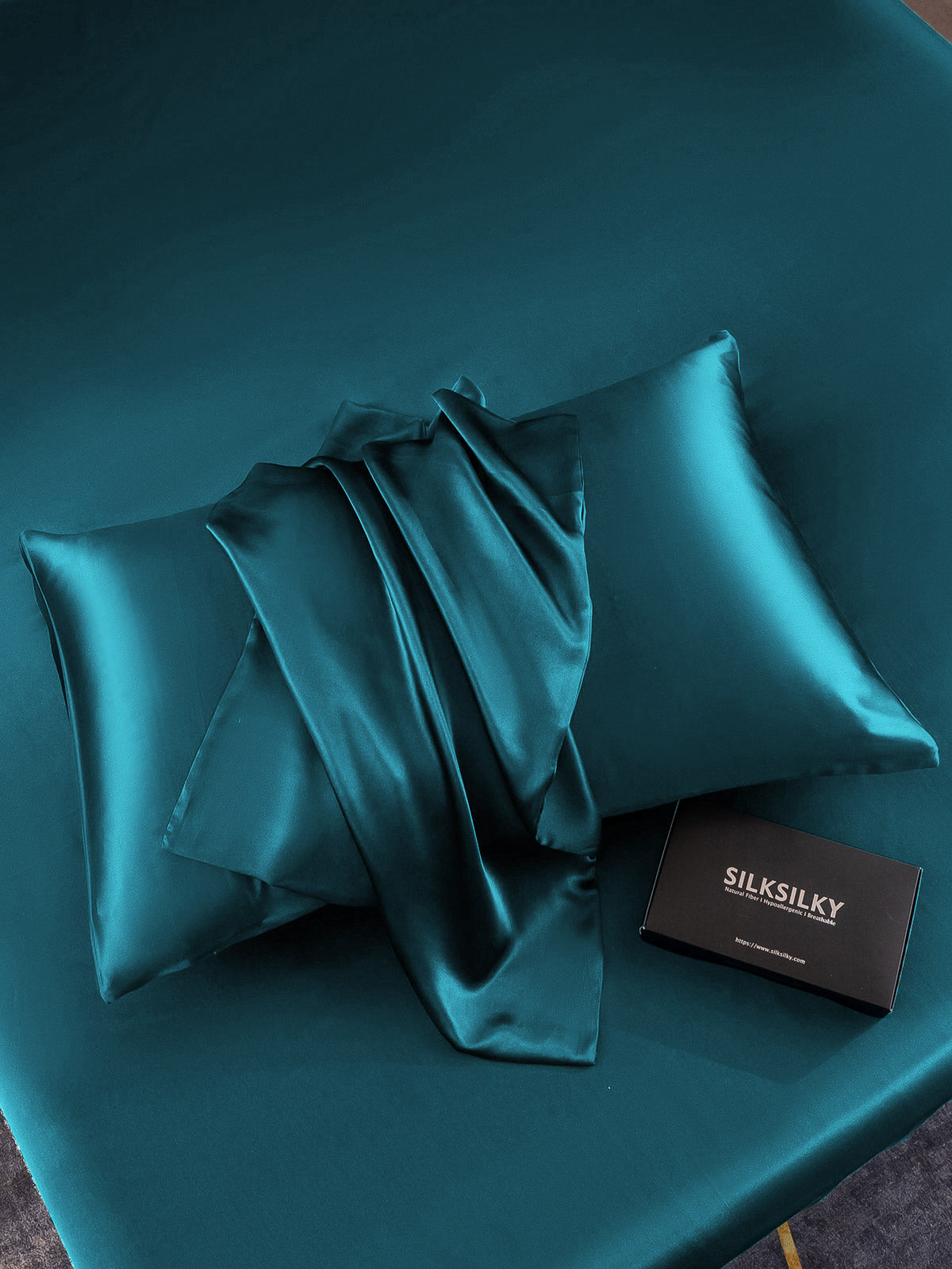 [König Blau] SilkSilky-DE 22Momme Reine Seide Pillowcase 004