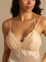[Hellrosa] SilkSilky-DE Spaghettiträger V Neck Nachthemden 004