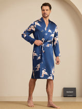 [Dunkelblau] SilkSilky-DE 19Momme Mens Robe 005