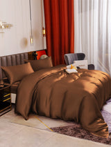 [Kaffee] SilkSilky-DE 19Momme Reine Seide Bedding Set 005