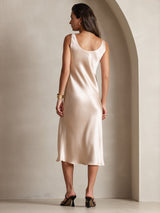 [Champagner] SilkSilky-DE Sleeveless Kleider 002