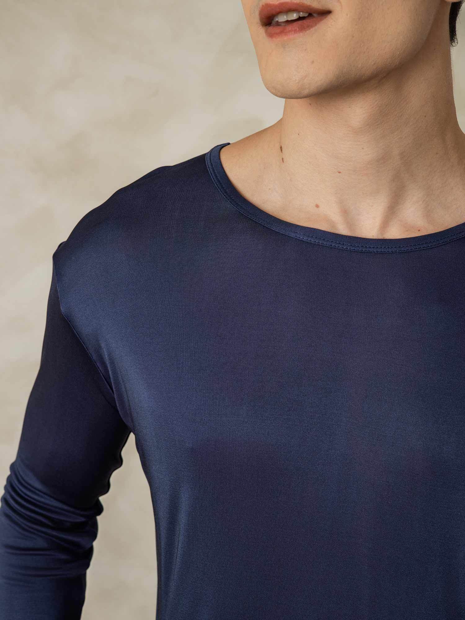 [Dunkelblau] SilkSilky-DE Seidenstrick Mens Pajamas 004