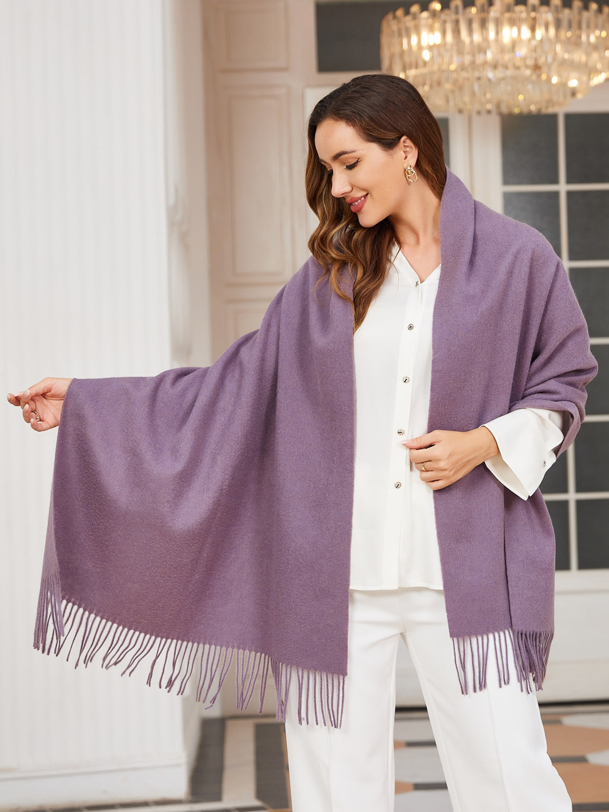[Violett] SilkSilky-DE Wolle Scarf 001