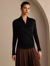 [Schwarz] SilkSilky-DE Long Sleeve Damenblusen 004