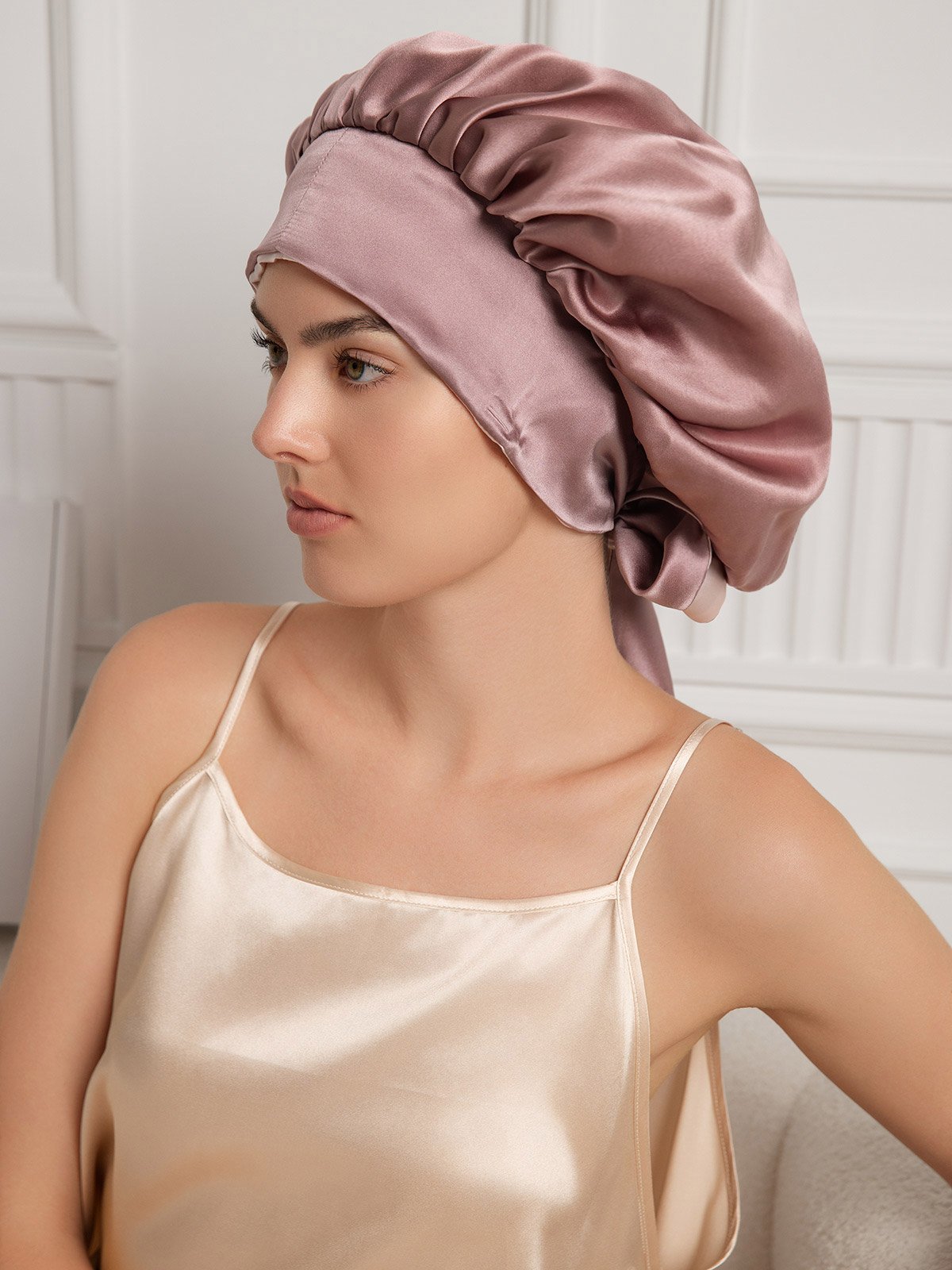 [Blasses Mauve] SilkSilky-DE Reine Seide Sleep Cap 001