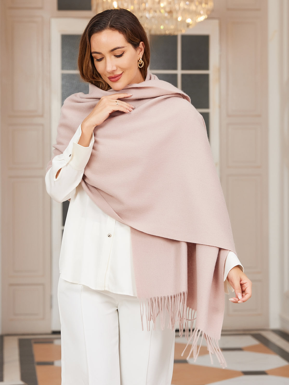 [Hellbeige] SilkSilky-DE Wolle Scarf 004