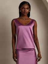 [Dunkelviolett] SilkSilky-DE Sleeveless V Neck Cami Top 001