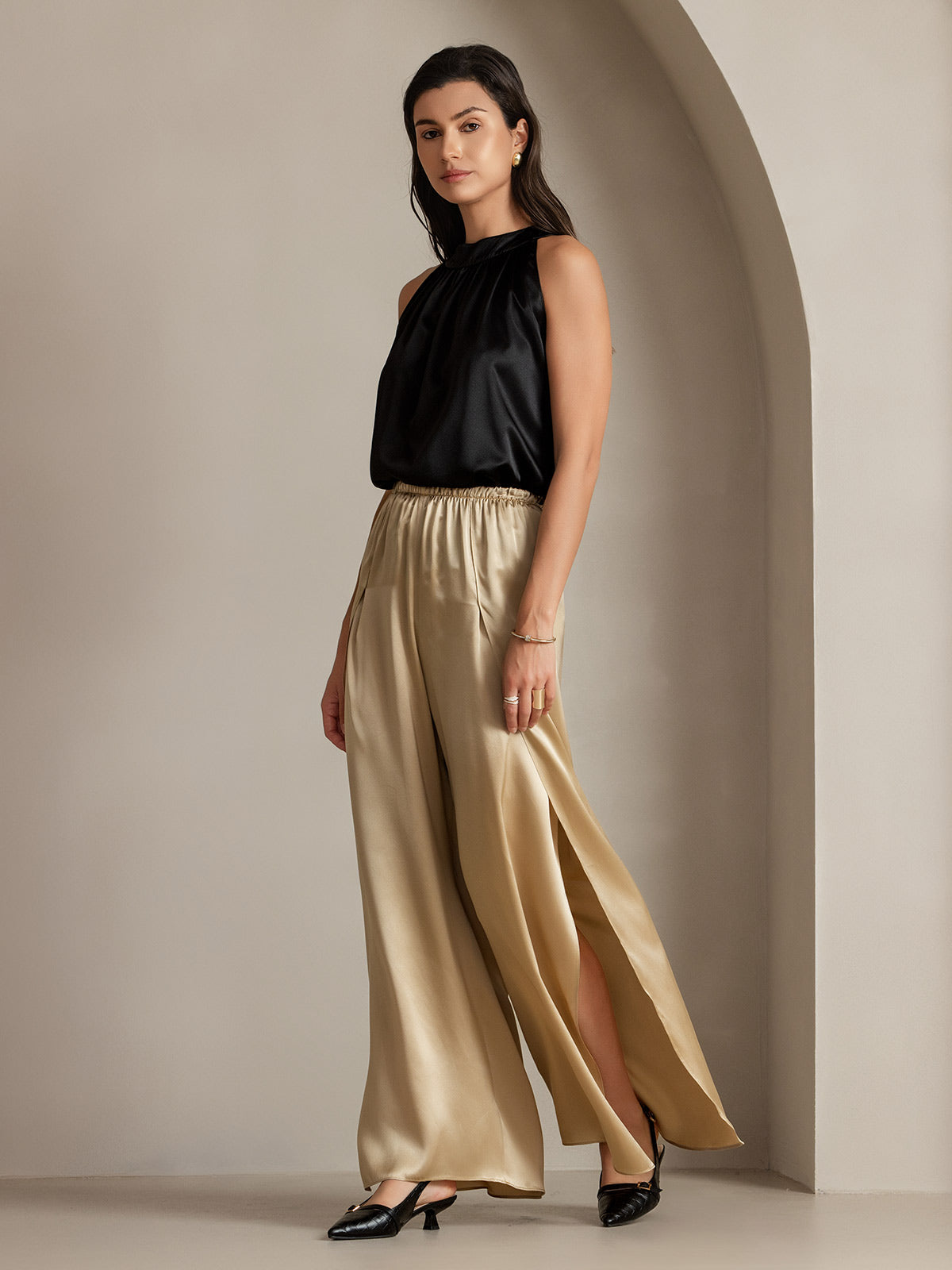 [Champagner] SilkSilky-DE 19Momme Seide Womens Pants 014
