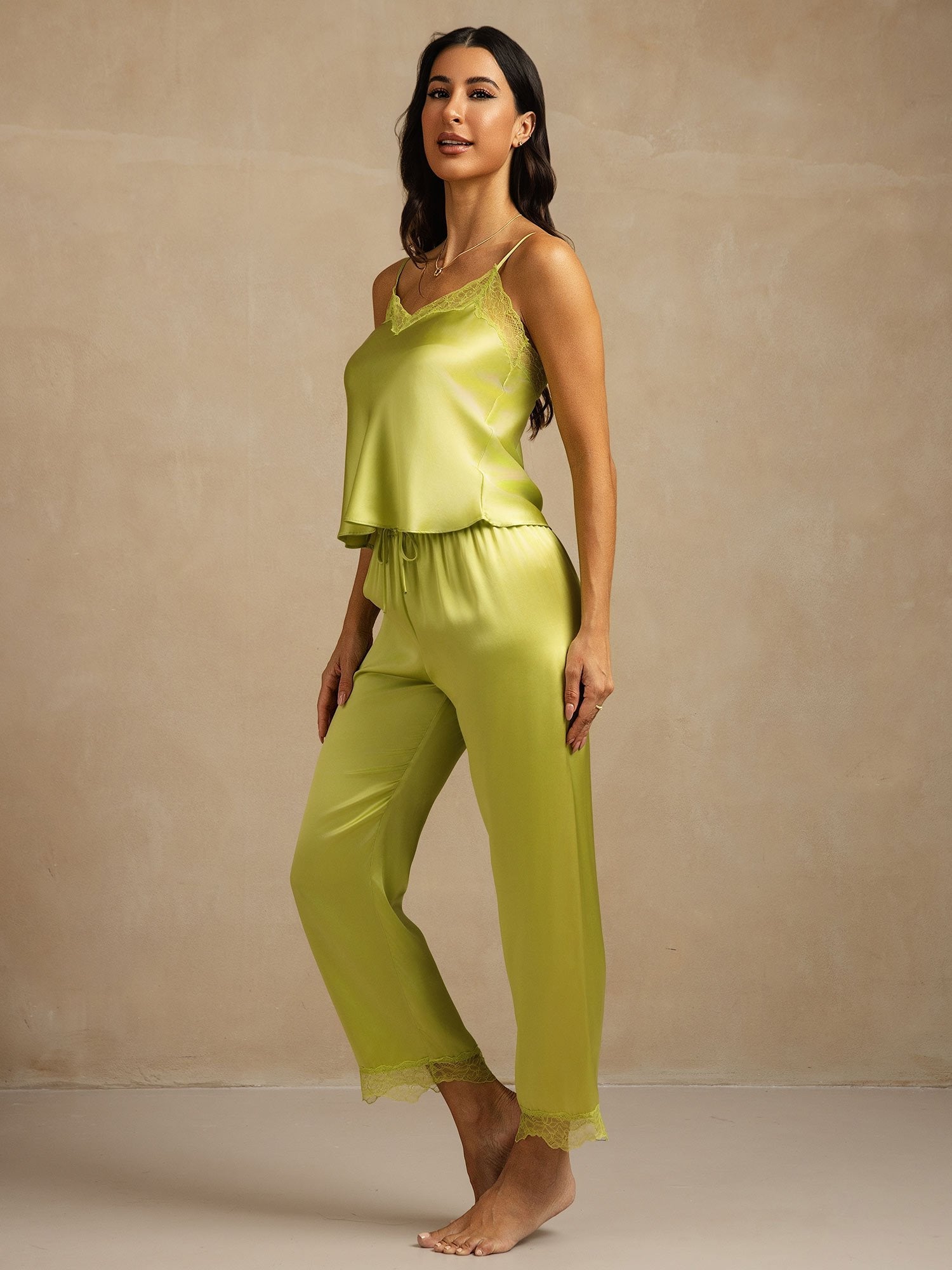 [Mintgrün] SilkSilky-DE Reine Seide Camisole Set 003