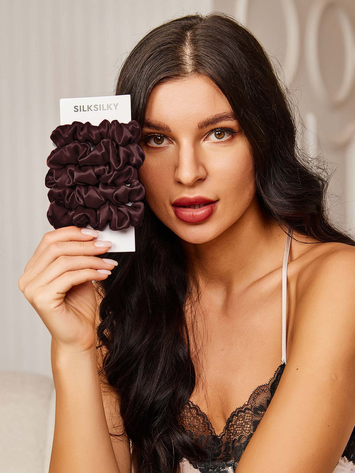 [Braun] SilkSilky-DE 19Momme Reine Seide Scrunchie 002