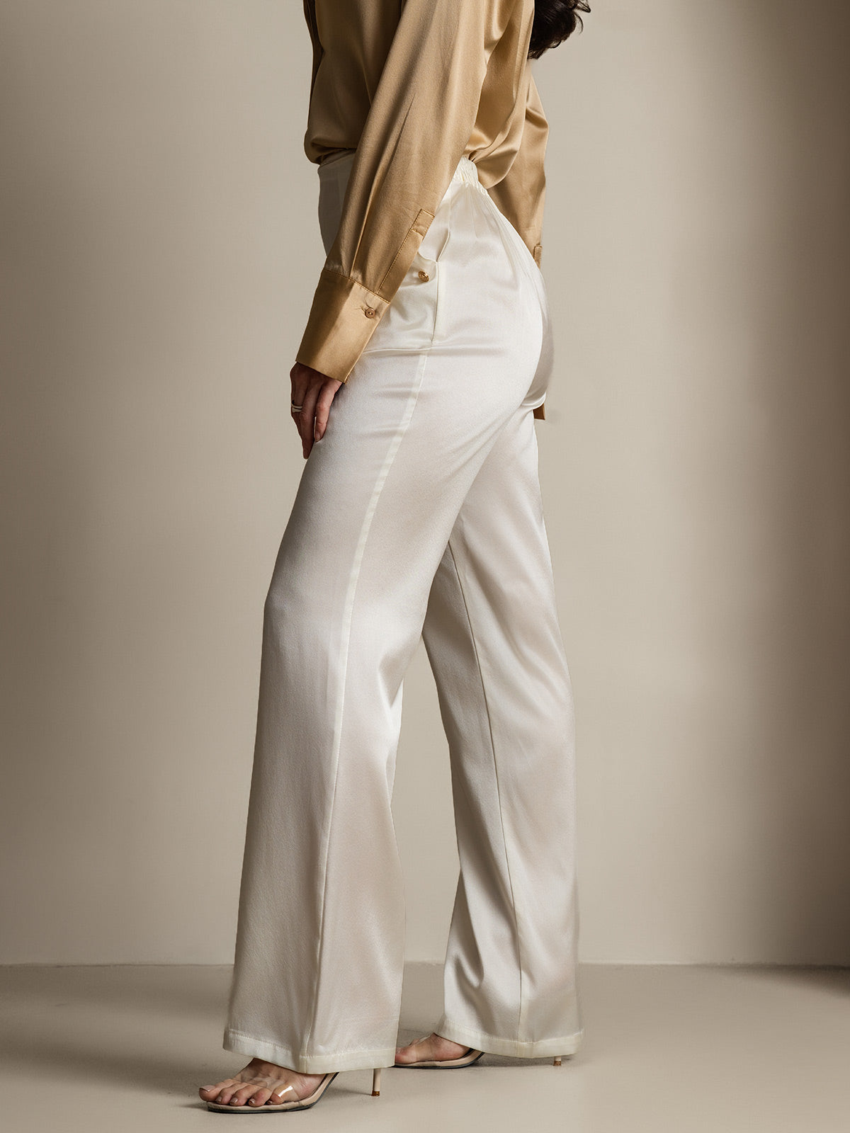 [Weiß] SilkSilky-DE 19Momme Seide Womens Pants 007