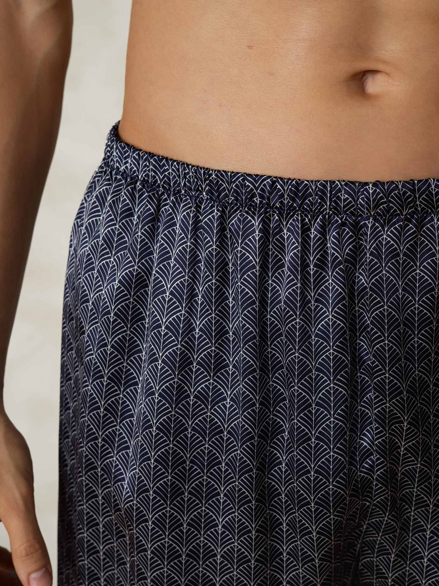 [Marine Ginkgo] SilkSilky-DE Reine Seide Mens Sleep Bottoms 007